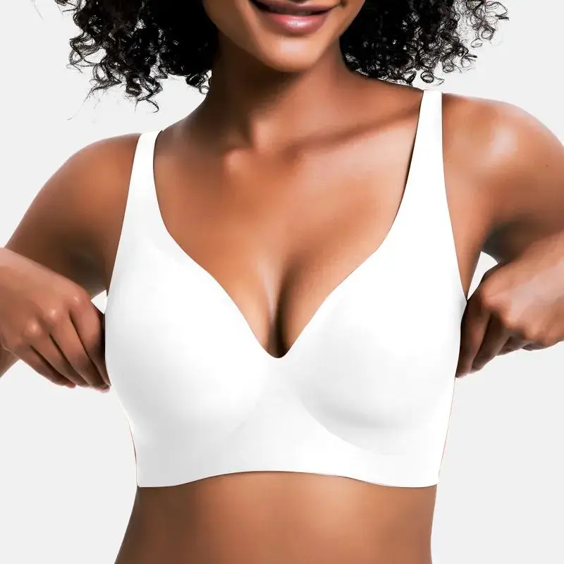 V-Neck Wireless Bra - Comfort &amp; Lift for Women