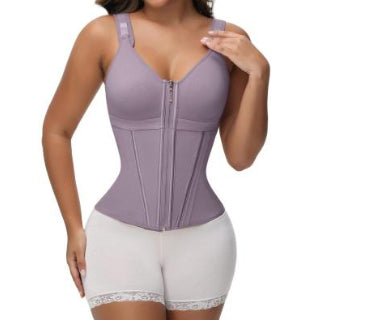 Built-in Bra Tummy Control Shapewear — Adjustable Strap Sports Waist Trainer