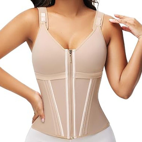 Built-in Bra Tummy Control Shapewear — Adjustable Strap Sports Waist Trainer