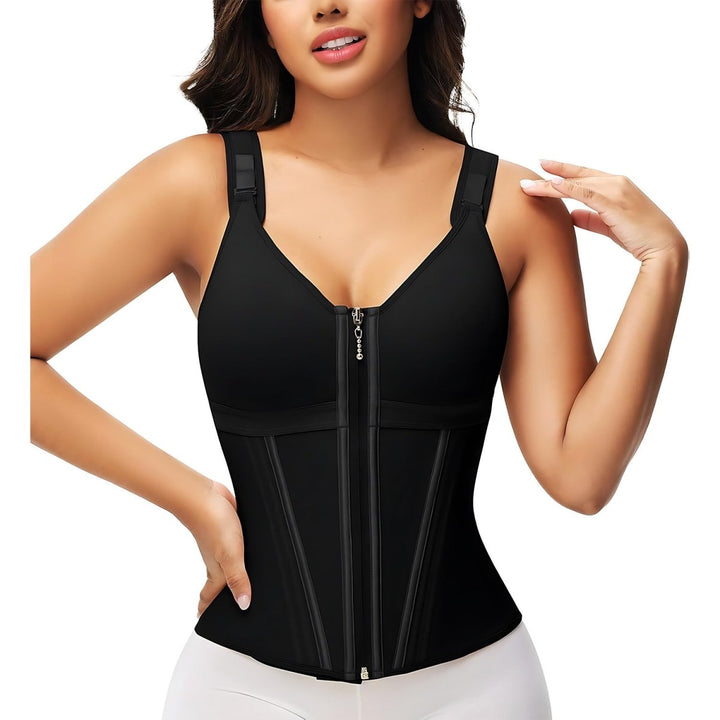 Built-in Bra Tummy Control Shapewear — Adjustable Strap Sports Waist Trainer