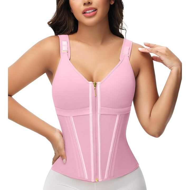 Built-in Bra Tummy Control Shapewear — Adjustable Strap Sports Waist Trainer